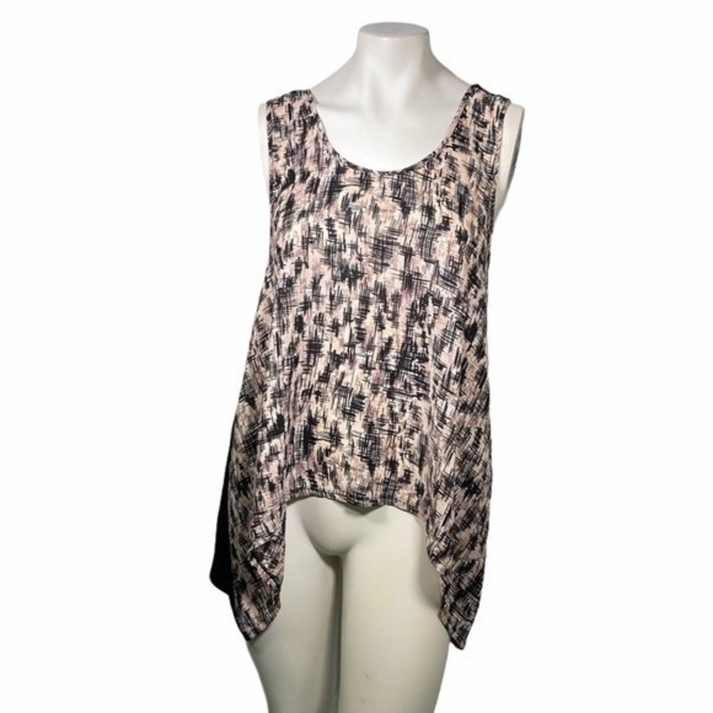 Petticoat Alley Sleeveless Black  Asymmetrical Top Medium Round Neck